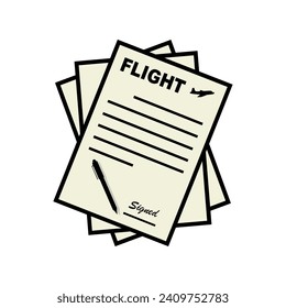 illustration flight documents vector with a pen on paper. Suitable for fight design, logo or icon, etc.