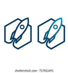Illustration flight missile, logo for solution, busines