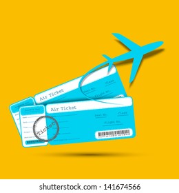 illustration of flight ticket with airplane