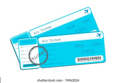 illustration of flight ticket on isolated background