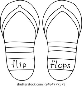 An illustration of a flip flop with distinctive hand drawn lines