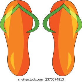 Illustration with flip flops.Fashionable shoes. Picture for an educational website, magazine. Element for print, postcard and poster. Vector illustration