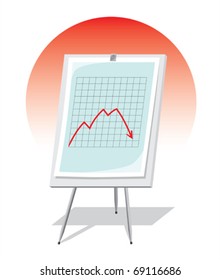 Illustration of flipchart with graph which shows fluctuation.