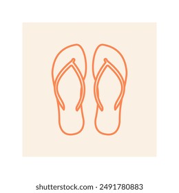 illustration of flip-flops, outline, orange.