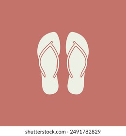 illustration of flip-flops, outline, pink color