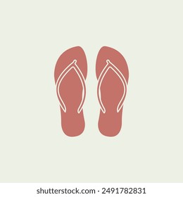 illustration of flip-flops, outline, pink color