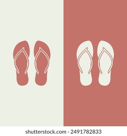 illustration of flip-flops, outline, pink color