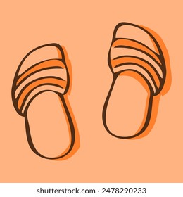 Illustration of Flip-Flops with Stripes isolated on orange background