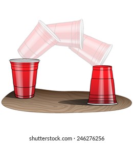 illustration of a flipping plastic cup