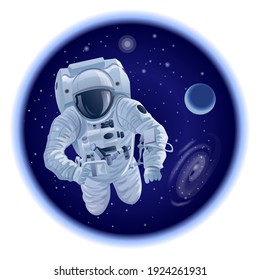 illustration of the floating astronaut in outer space