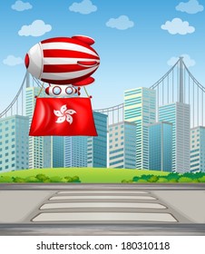 Illustration of a floating balloon with the flag of China
