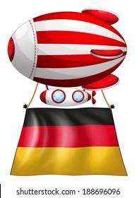 Ilustración de un globo flotante con la bandera de Alemania sobre fondo blanco