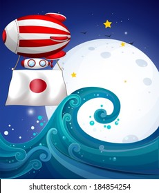 Illustration of a floating balloon with the flag of Japan