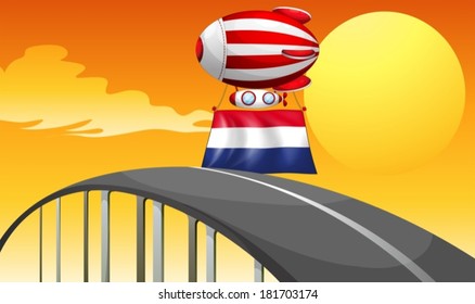 Illustration of a floating balloon with the flag of Netherlands