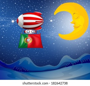 Illustration of a floating balloon with the flag of Portugal