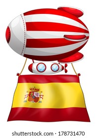Illustration of a floating balloon with the flag of Spain on a white background