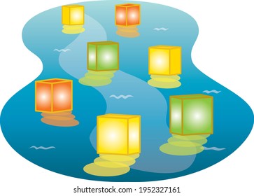 Illustration of the floating of lanterns