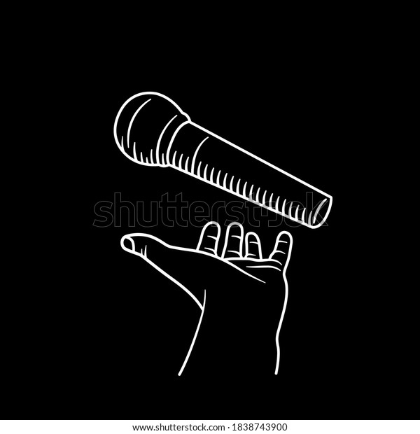 Illustration Floating Mic Hovering Mic Line Stock Vector (Royalty Free ...