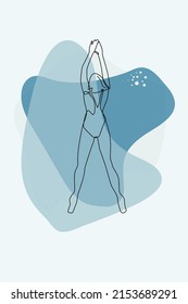 Illustration with floating one line girl