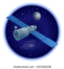 illustration of the floating orbital station in outer space