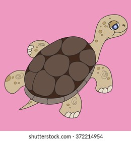 Illustration of the floating turtle for the children's book  