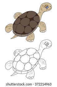 Illustration of the floating turtle for the children's book of a coloring
