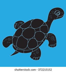 Illustration of the floating turtle silhouette for the children's book  