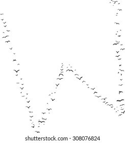 Illustration of a flock of birds in the shape of the letter w