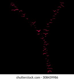 Illustration of a flock of birds in the shape of the letter Y