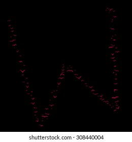 Illustration of a flock of birds in the shape of the letter w