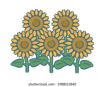 Illustration einer Herde von Sonnenblumen