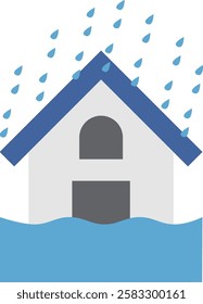 Illustration of flood damage caused by rain