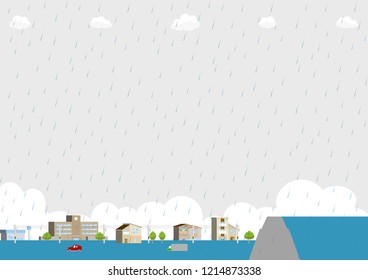 illustration of flood damaged city