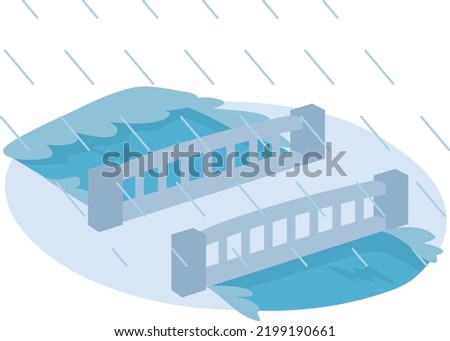 Illustration of a flooding river
