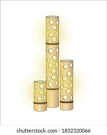Illustration of a floor lantern made of bamboo.