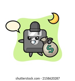 Illustration of floppy disk cartoon is stolen the money , cute style design for t shirt, sticker, logo element