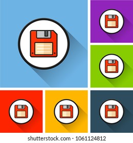 Illustration of floppy disk icons with long shadow