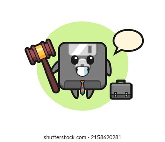 Illustration of floppy disk mascot as a lawyer , cute style design for t shirt, sticker, logo element