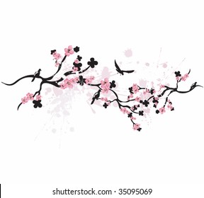 Japan Cherry Blossom Branching Tree Vector Stock Vector (Royalty Free ...