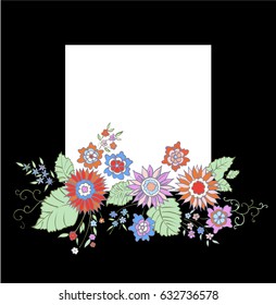 Illustration of floral background hand drawn. Design in oriental style for banner, poster, card, invitation and scrapbook.
