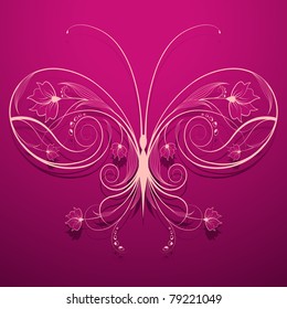 illustration of floral butterfly on abstract background