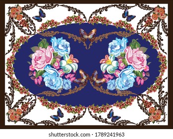 illustration with floral decorated ornament element