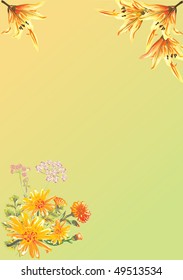 illustration with floral decoration on white background