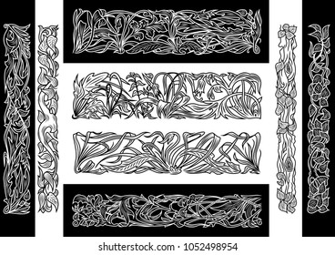Illustration of floral design elements, dividers or borders
