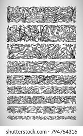 Illustration of floral design elements, dividers or borders