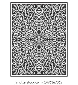 Illustration Of Floral Drawing. Carved Wood Concept Vector