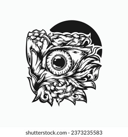 Illustration floral with eye concept design 