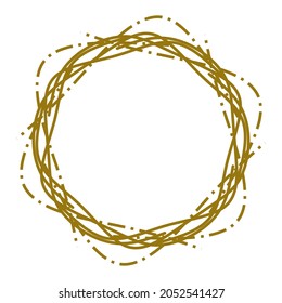 Illustration of floral frame, circle golden luxury, round vintage on white background vector