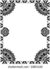 illustration with floral frame decoration on white background
