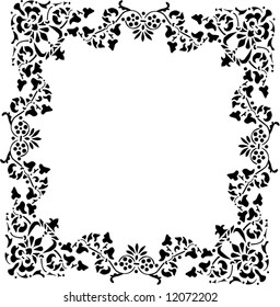 illustration with floral frame decoration on white background